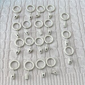 23 Cream Curtain Rings with Clips 2-5/8’s long 1” circumference for rod